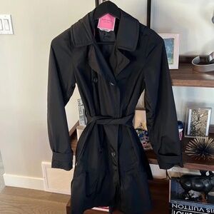 Kate Spade Black Trench Coat with Ruffle Skirt